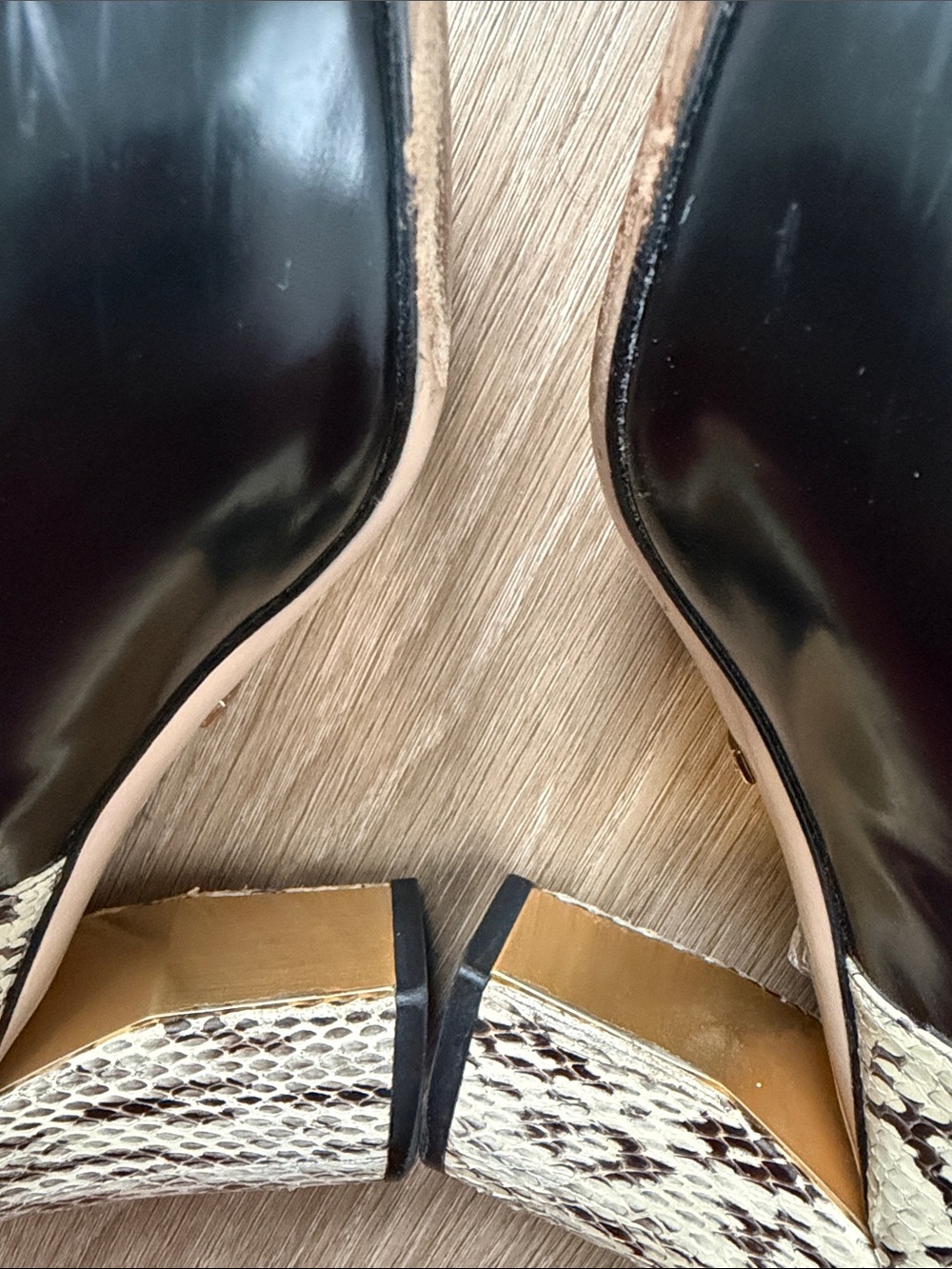 Gucci Python Bow Leather Pumps Block Heel Black Made in Italy EU 39 - Picture 6 of 16